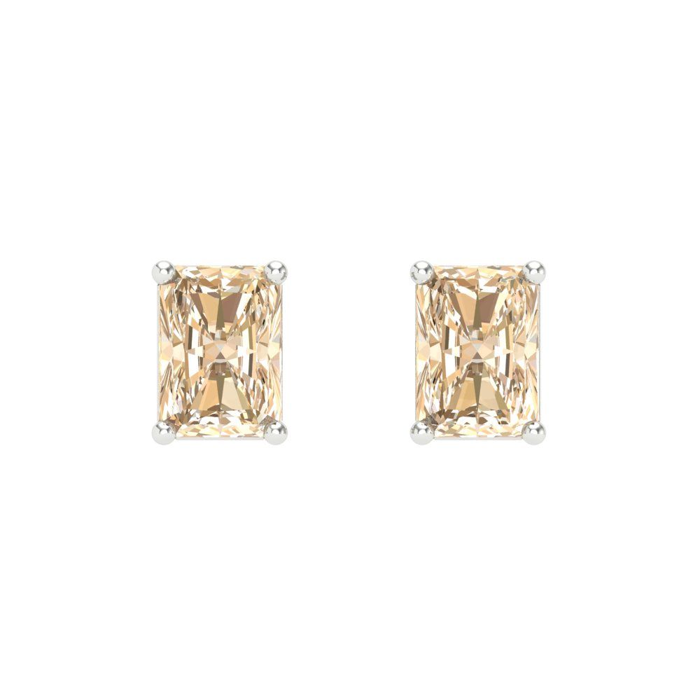 1 ctw Morganite Studs Earrings | 6x4mm Emerald Cut White Gold Screw back | February Birthstone