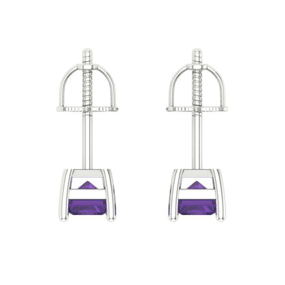 1cttw Amethyst Gold-Plated 925 Silver Screw Back Stud Earrings