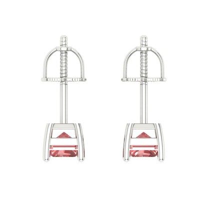 1 ctw Garnet Studs Earrings | 6x4mm Emerald Cut White Gold Screw back | January Birthstone