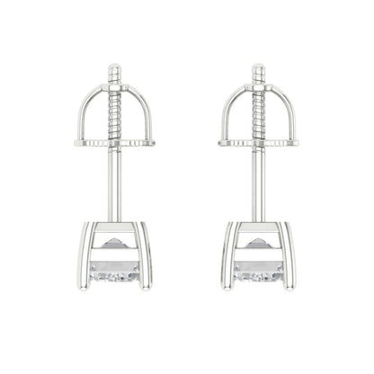 1 ctw Moissanite Studs Earrings | 6x4mm Emerald Cut White Gold Screw back | April Birthstone