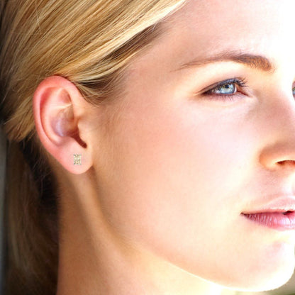 1 ctw Morganite Studs Earrings | 6x4mm Emerald Cut White Gold Screw back | February Birthstone