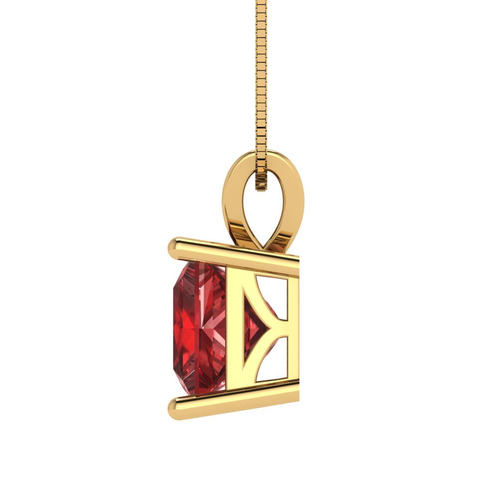 2cttw Princess Cut Garnet Gold-Plated 925 Silver Pendant and 16" Box-Chain Necklace