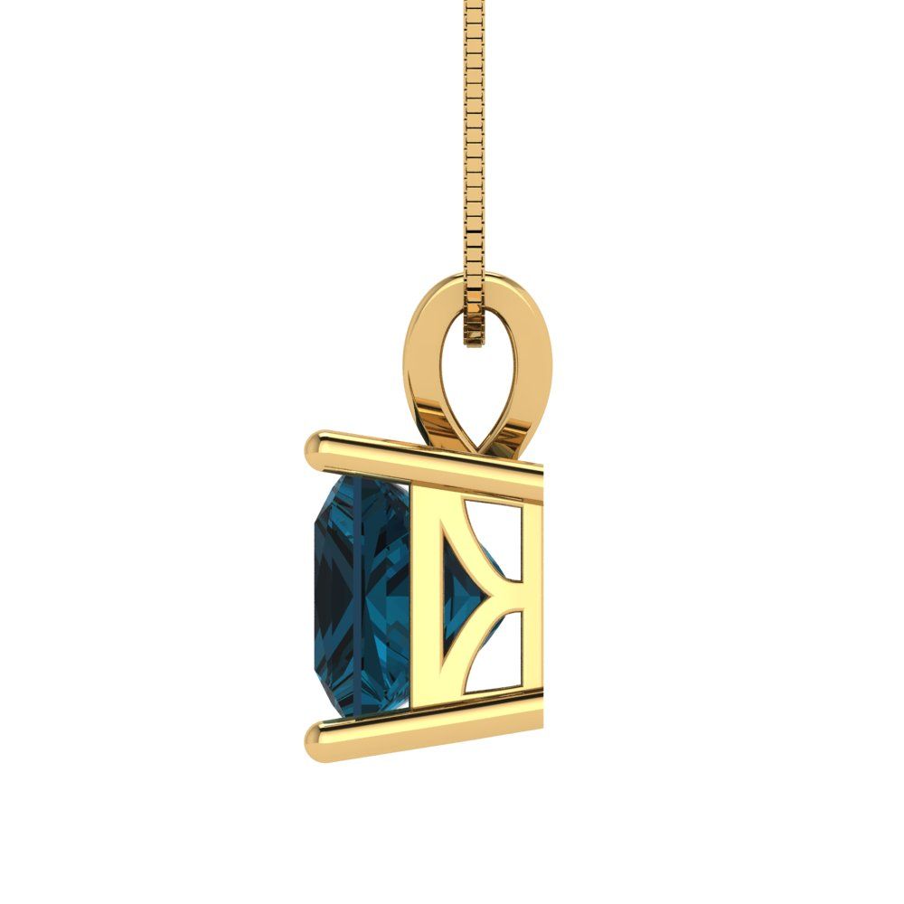 2 tcw Necklace Pendant - 14K Yellow Gold Princess Cut Solitaire  London - Adjustable Length - 15in Box Chain to 18in