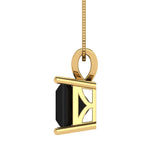 2 ct Brilliant Princess Cut Solitaire Natural Onyx Stone Yellow Gold Pendant with 16" Chain