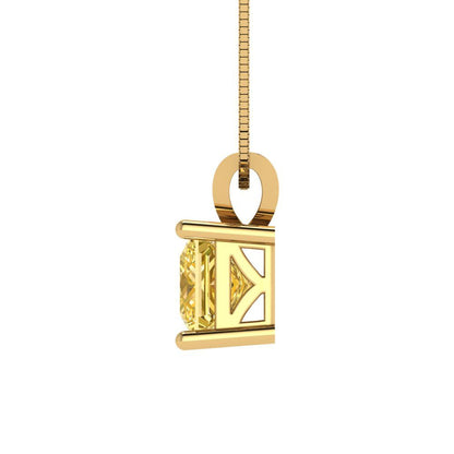 1cttw Princess Cut Citrine Gold-Plated 925 Silver Pendant and 16" Box-Chain Necklace