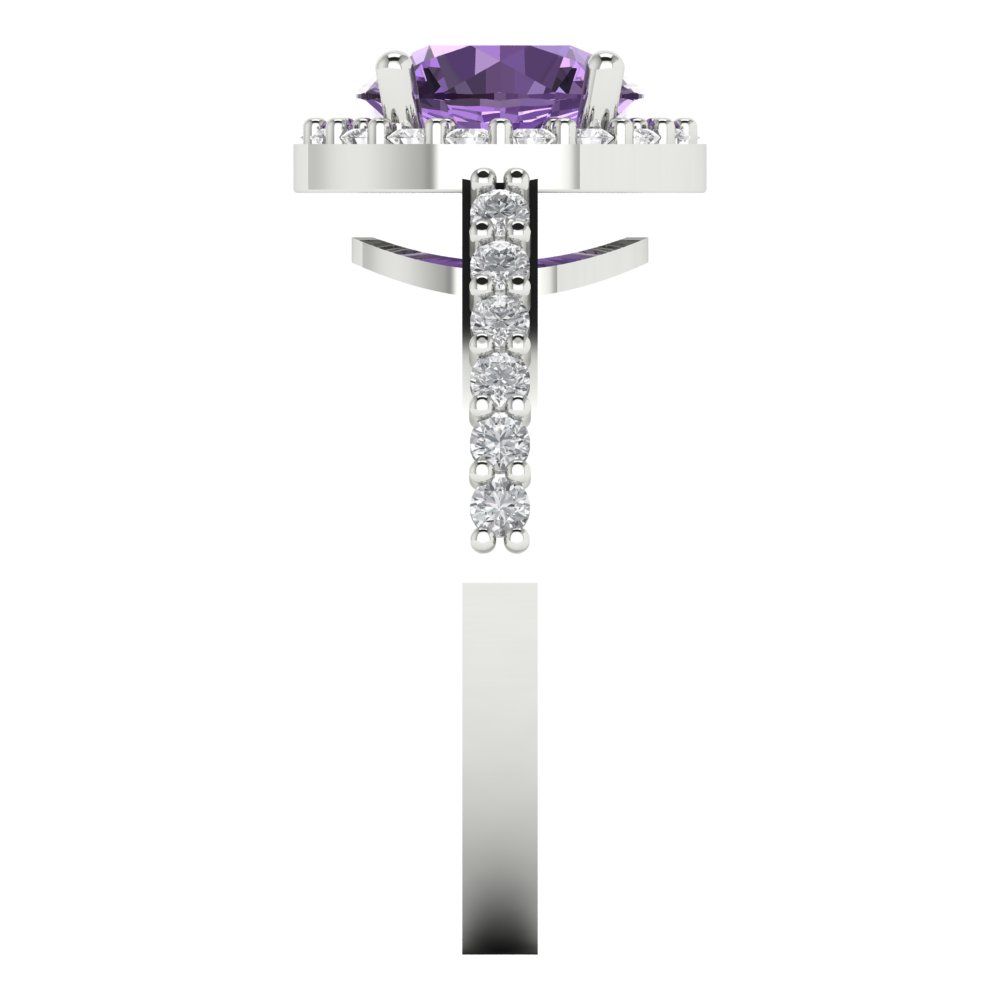 1.86 cttw Simulated Alexandrite Hidden Halo Engagement Ring - Solid Gold (Round Cut,7.5mm)