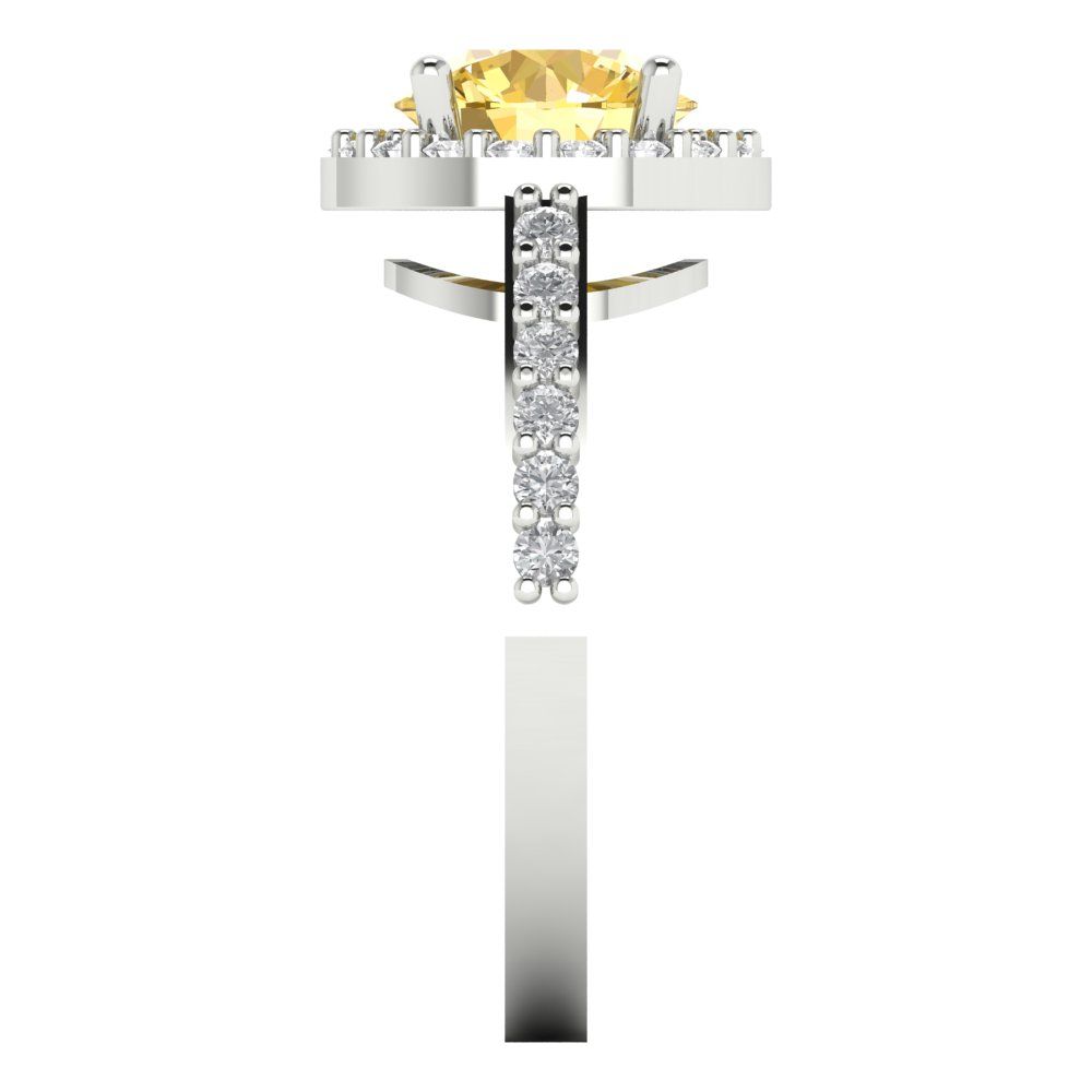 1.86 cttw Zirconia Simulated Yellow Diamond Hidden Halo Engagement Ring - Solid Gold (VVS1, Round Cut,7.5mm)