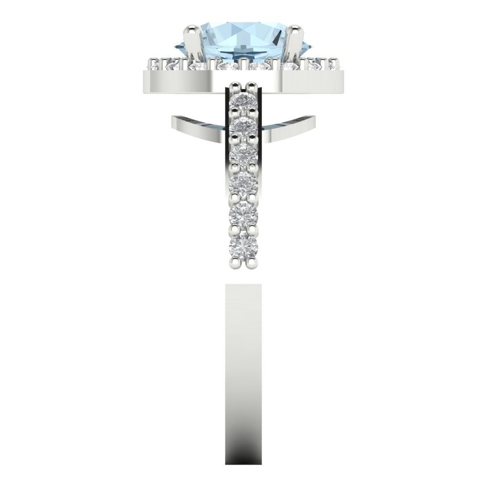 1.86 cttw Natural Sky Blue Topaz Hidden Halo Engagement Ring - Solid Gold (Round Cut,7.5mm)