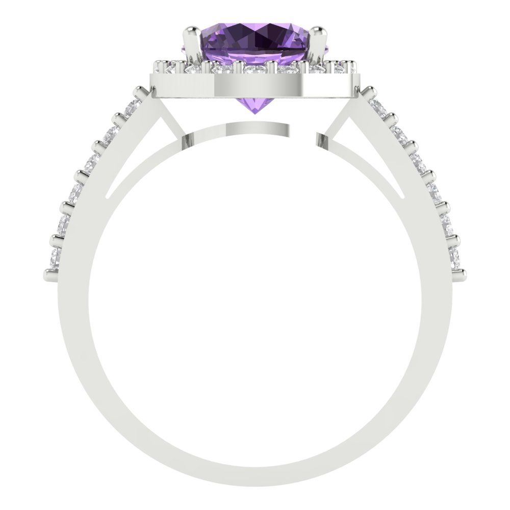 1.86 cttw Simulated Alexandrite Hidden Halo Engagement Ring - Solid Gold (Round Cut,7.5mm)