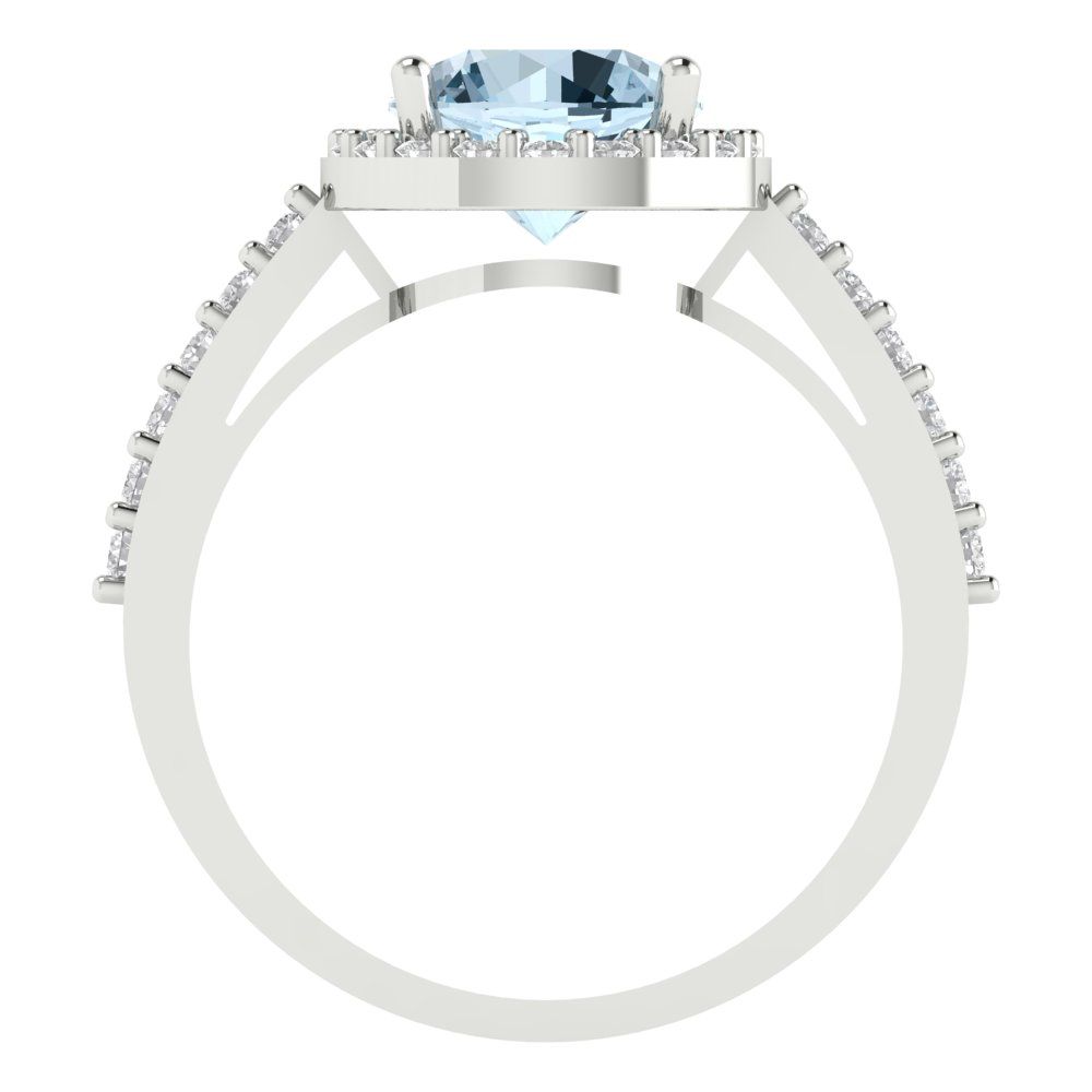 1.86 cttw Natural Sky Blue Topaz Hidden Halo Engagement Ring - Solid Gold (Round Cut,7.5mm)