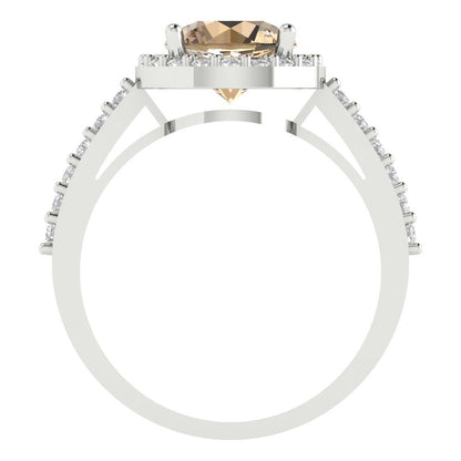 1.86 cttw Yellow Moissanite Hidden Halo Engagement Ring - Solid Gold (Round Cut,7.5mm)