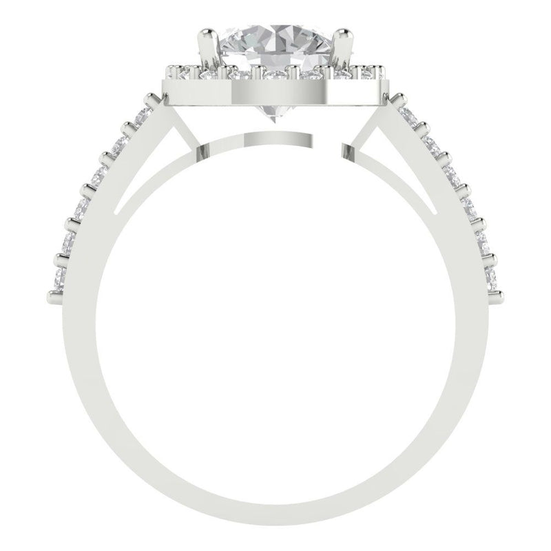 2.37 ct Brilliant Round Cut Natural Diamond Stone Clarity SI1-2 Color G-H White Gold Halo Solitaire with Accents Ring