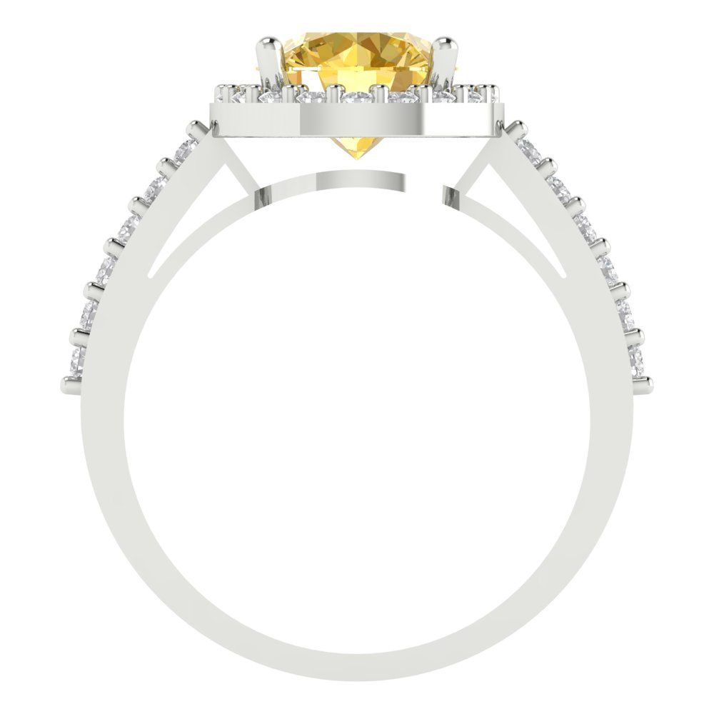 1.86 cttw Zirconia Simulated Yellow Diamond Hidden Halo Engagement Ring - Solid Gold (VVS1, Round Cut,7.5mm)