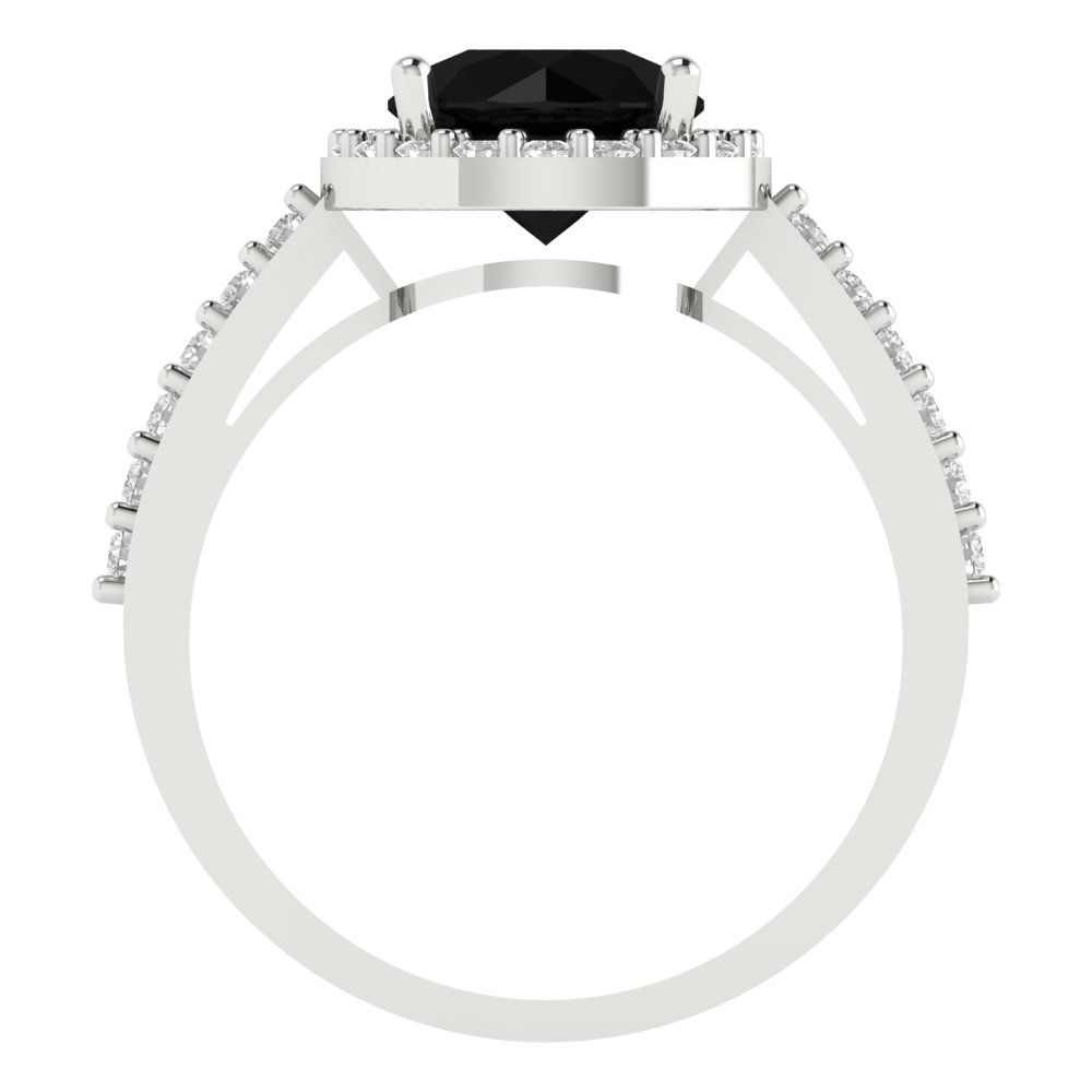 1.86 cttw Natural Onyx Hidden Halo Engagement Ring - Solid Gold (Round Cut,7.5mm)