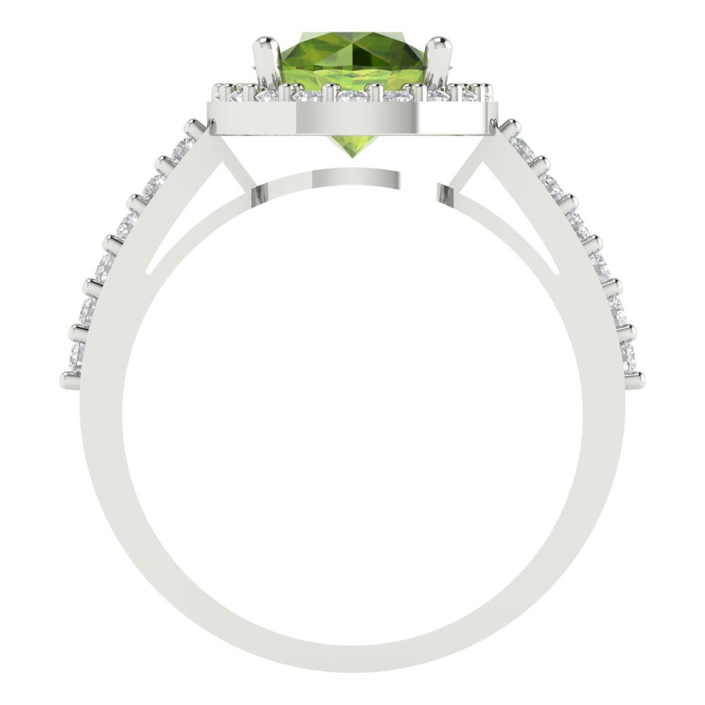1.86 cttw Natural Peridot Hidden Halo Engagement Ring - Solid Gold (Round Cut,7.5mm)