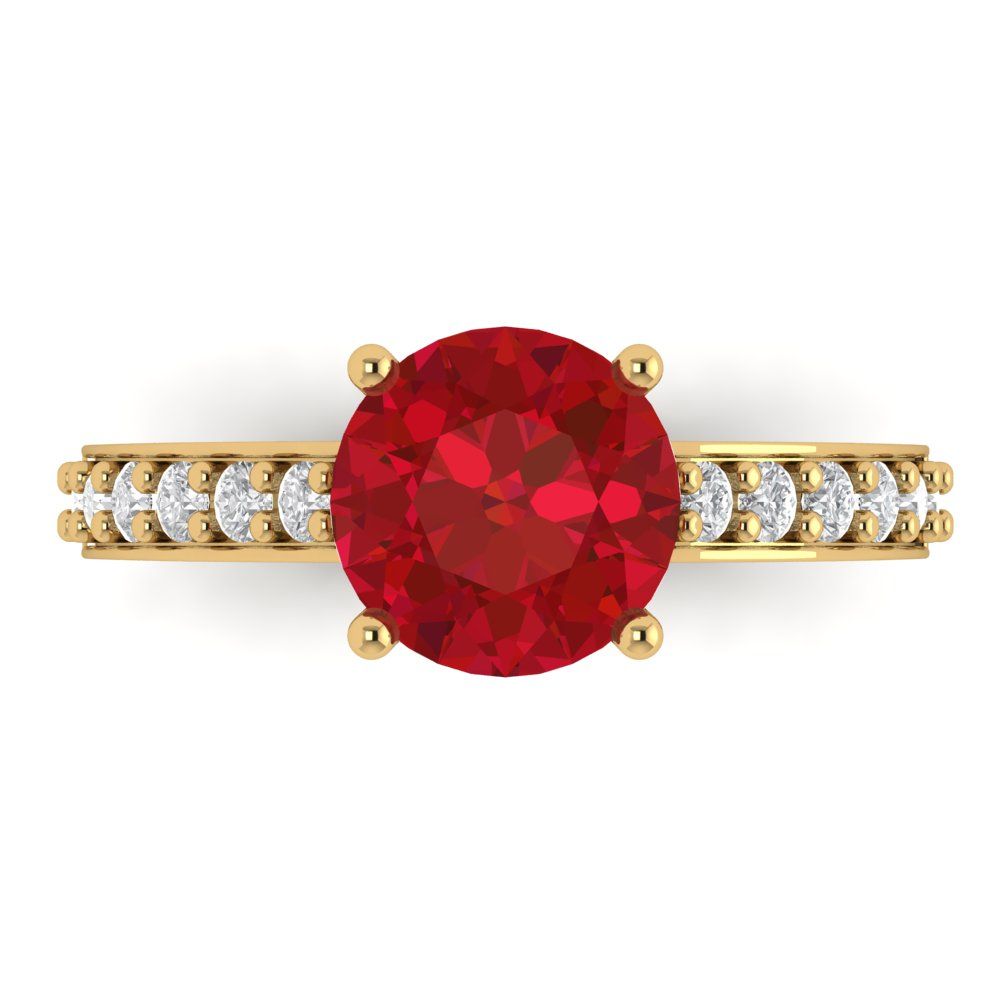 Ruby Simulant 2.3 cttw Simulated Ruby Solitaire with Zirconia Simulated Diamond Acce ...