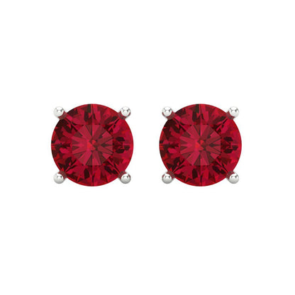 3 ctw Pink Tourmaline Studs Earrings | 7.5mm Round Cut White Gold Screw back | April Birthstone