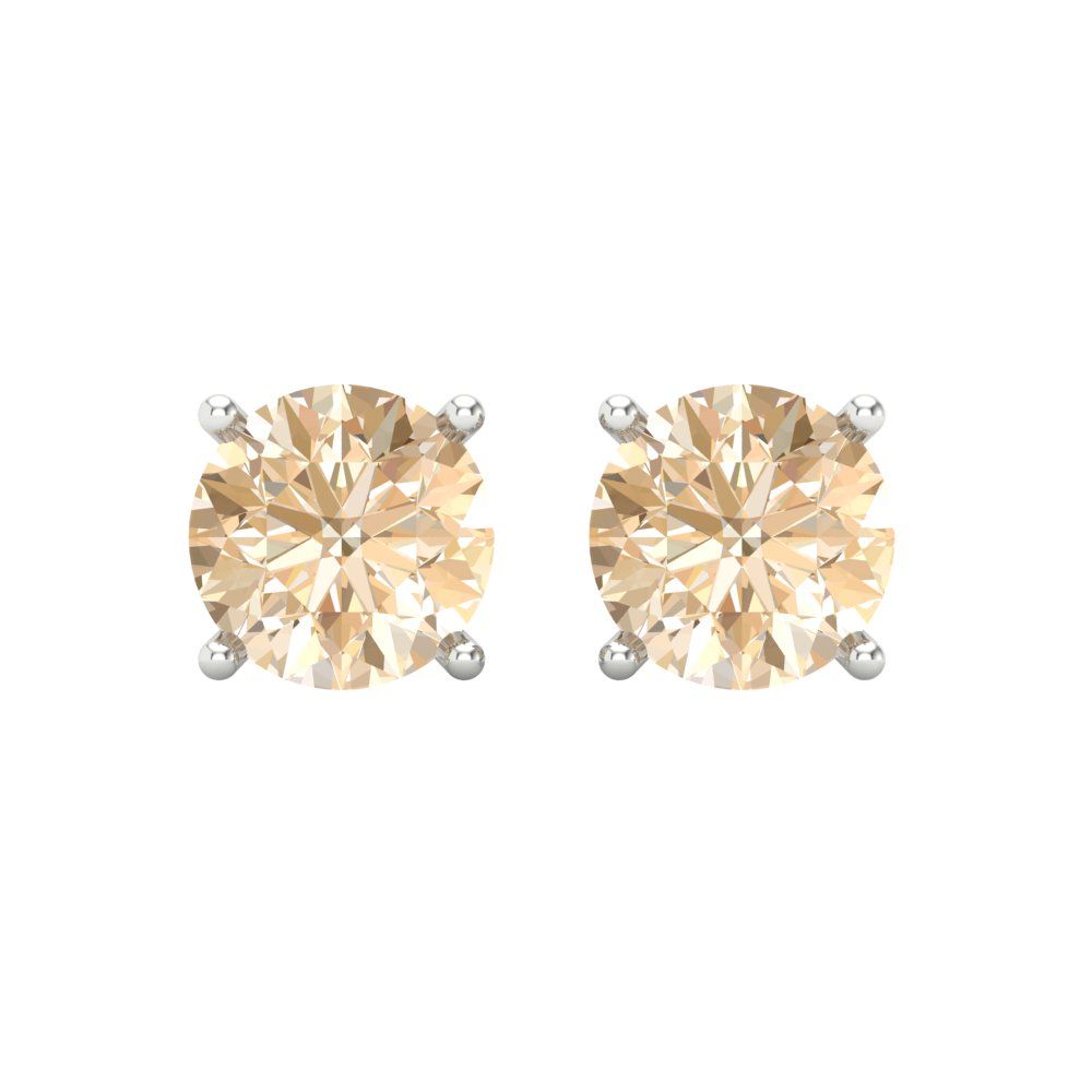 3 ctw Morganite Studs Earrings | 7.5mm Round Cut White Gold Screw back | February Birthstone