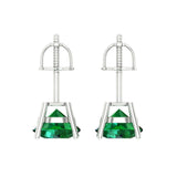 3 ct Brilliant Round Cut Solitaire Studs Simulated Emerald Stone White Gold Earrings Screw back