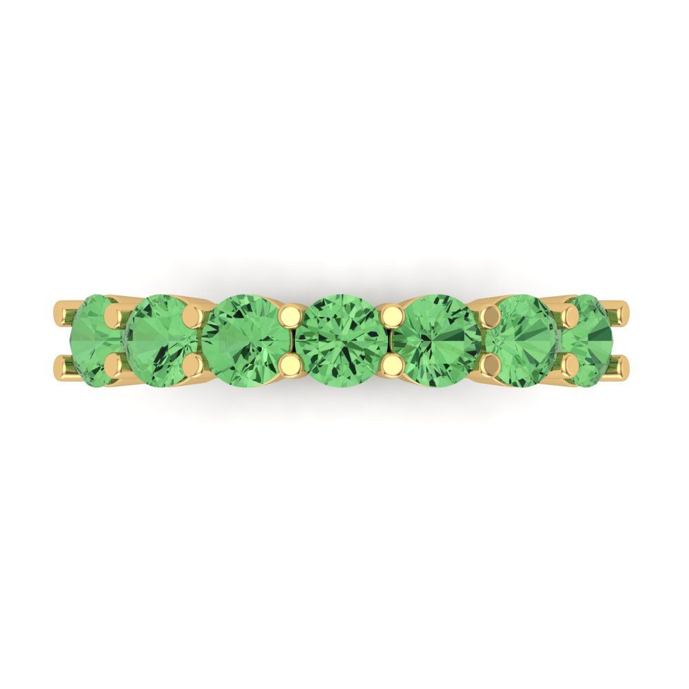 1.19 cttw Simulated Green Diamond Round Cut Yellow Gold Eternity Wedding Band