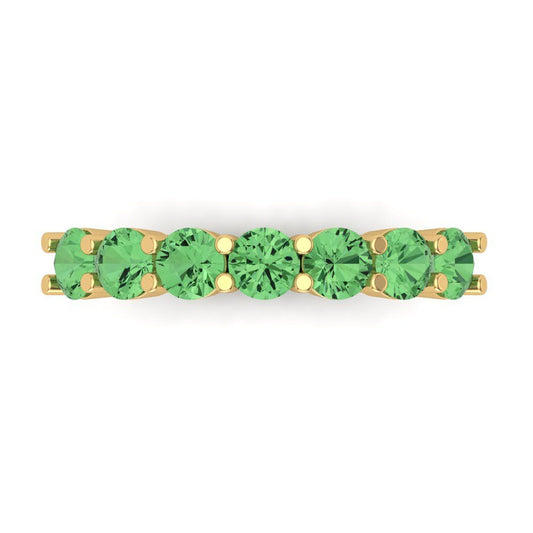 1.19 cttw Simulated Green Diamond Round Cut Yellow Gold Eternity Wedding Band