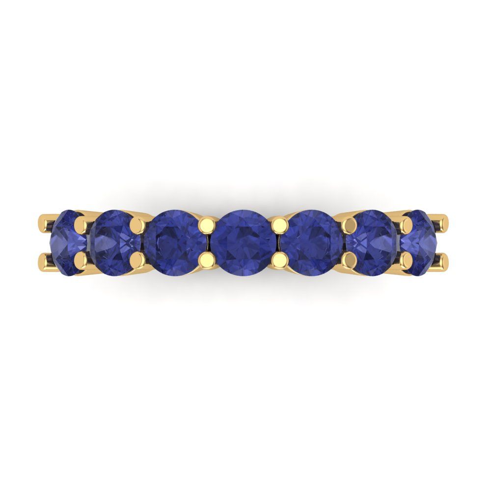 1.19 cttw Simulated Tanzanite Round Cut Yellow Gold Eternity Wedding Band