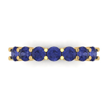 1.19 cttw Simulated Tanzanite Round Cut Yellow Gold Eternity Wedding Band