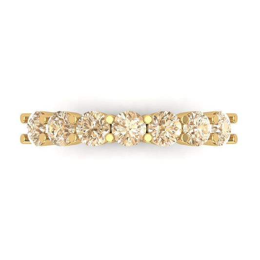 1.19 cttw Natural Morganite Round Cut Yellow Gold Eternity Wedding Band