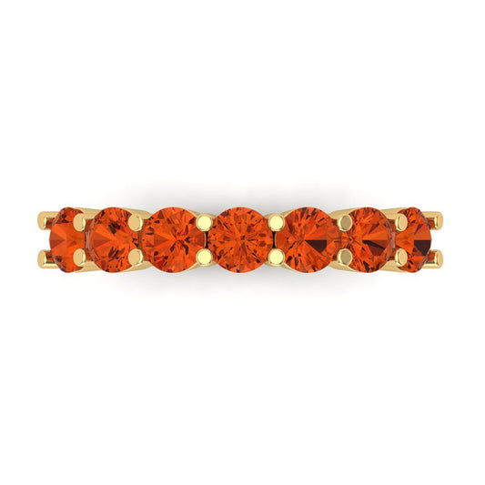 1.19 cttw Simulated Red Diamond Round Cut Yellow Gold Eternity Wedding Band
