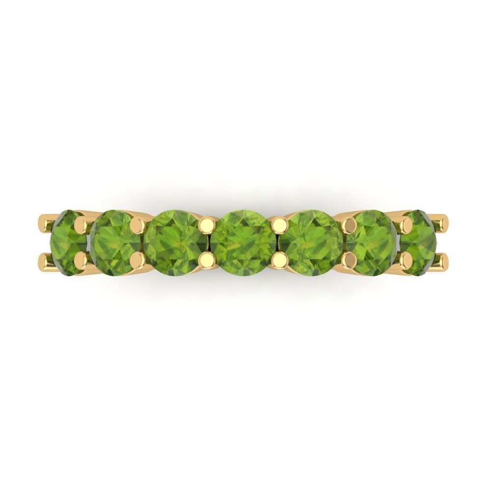1.19 cttw Natural Peridot Round Cut Yellow Gold Eternity Wedding Band