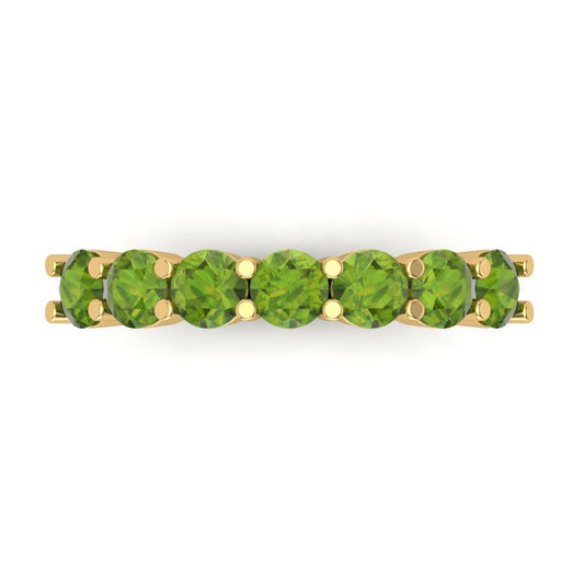 1.19 cttw Natural Peridot Round Cut Yellow Gold Eternity Wedding Band