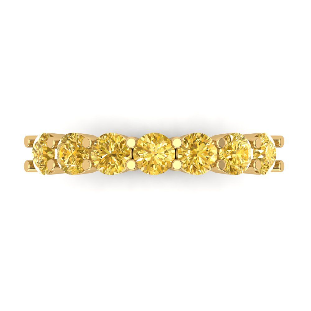 1.19 cttw Simulated Yellow Diamond Round Cut Yellow Gold Eternity Wedding Band