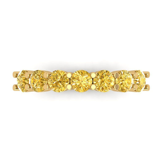 1.19 cttw Simulated Yellow Diamond Round Cut Yellow Gold Eternity Wedding Band