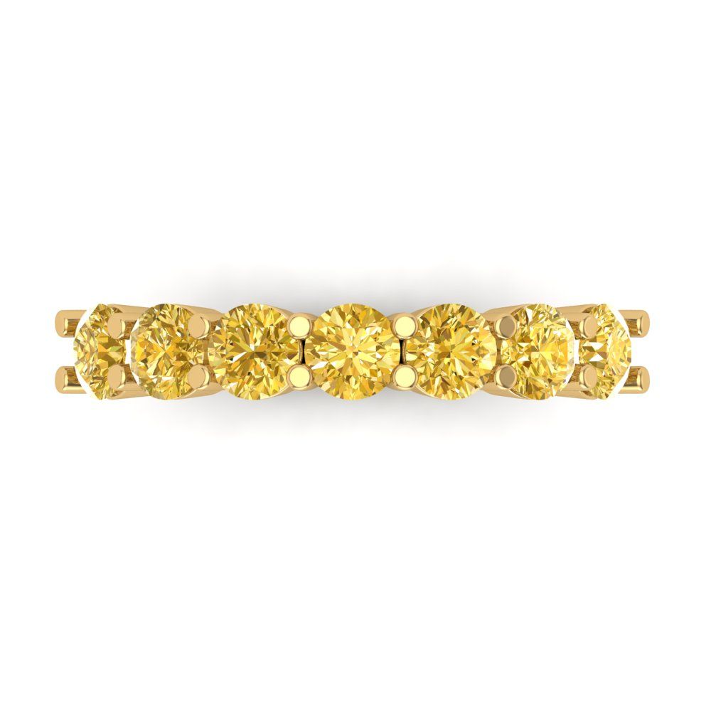 1.19 cttw Natural Citrine Round Cut Yellow Gold Eternity Wedding Band