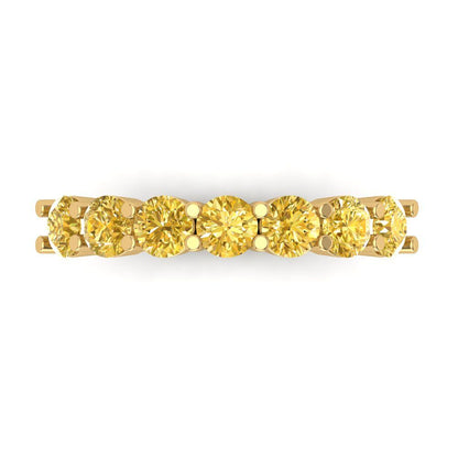 1.19 cttw Natural Citrine Round Cut Yellow Gold Eternity Wedding Band