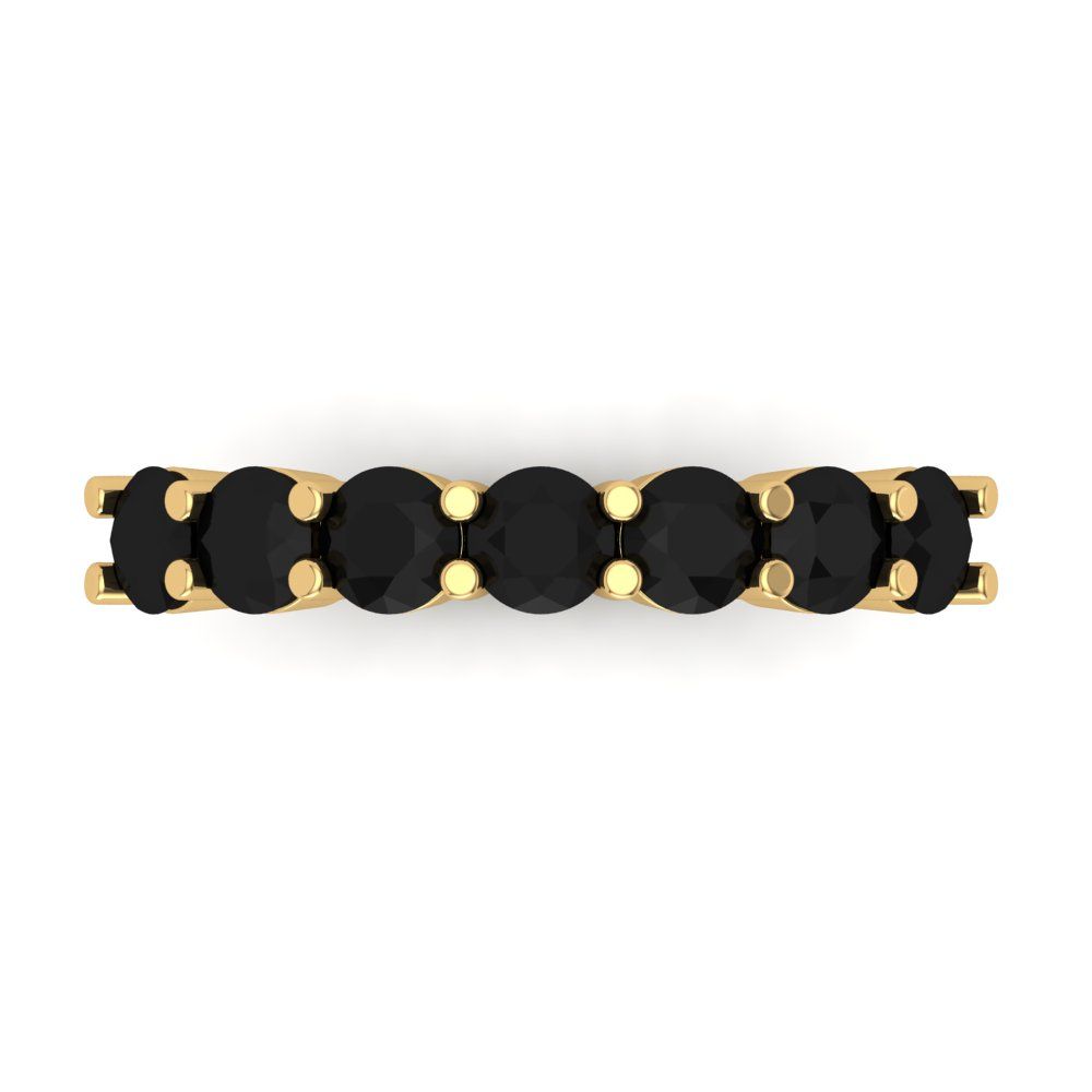 1.19 cttw Natural Onyx Round Cut Yellow Gold Eternity Wedding Band