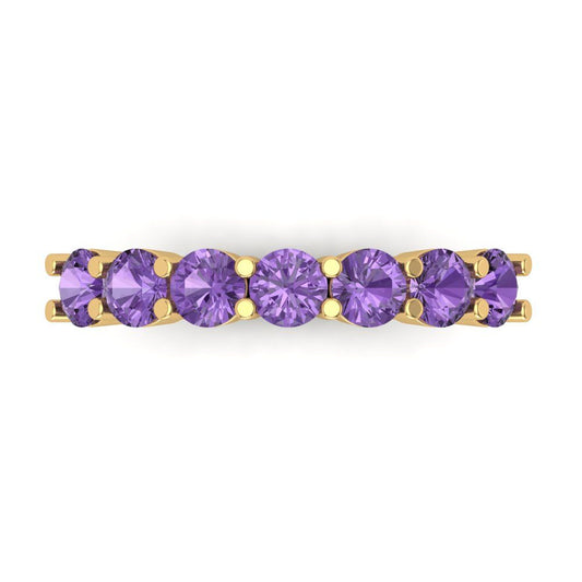 1.19 cttw Simulated Alexandrite Round Cut Yellow Gold Eternity Wedding Band