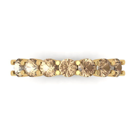 1.19 cttw Yellow Moissanite Round Cut Yellow Gold Eternity Wedding Band