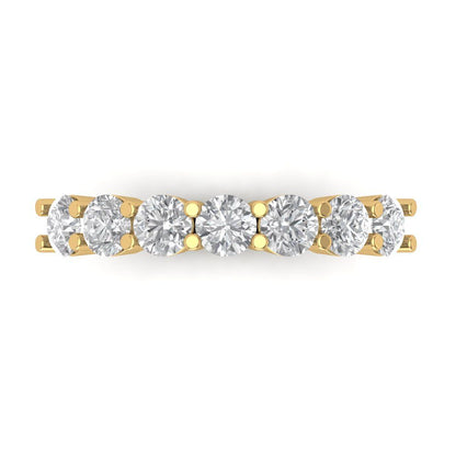 1.19 cttw White Sapphire Round Cut Yellow Gold Eternity Wedding Band