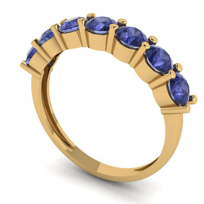 1.19 cttw Simulated Tanzanite Round Cut Yellow Gold Eternity Wedding Band