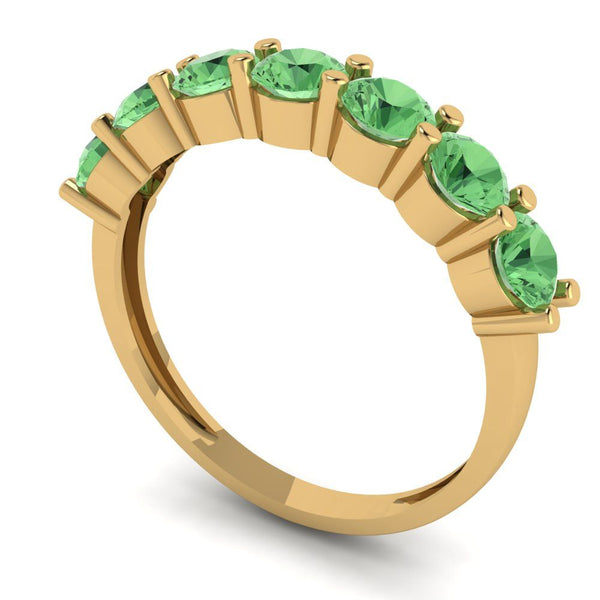 1.05 ct Brilliant Round Cut Green Simulated Diamond Stone Yellow Gold Stackable Band
