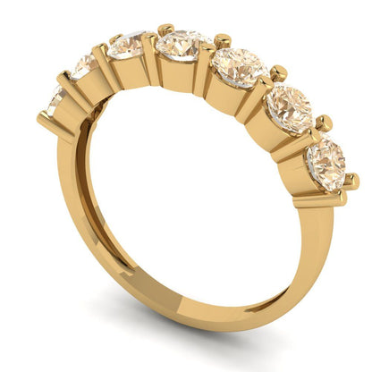 1.19 cttw Natural Morganite Round Cut Yellow Gold Eternity Wedding Band