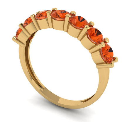 1.19 cttw Simulated Red Diamond Round Cut Yellow Gold Eternity Wedding Band