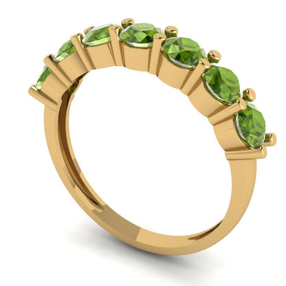 1.19 cttw Natural Peridot Round Cut Yellow Gold Eternity Wedding Band
