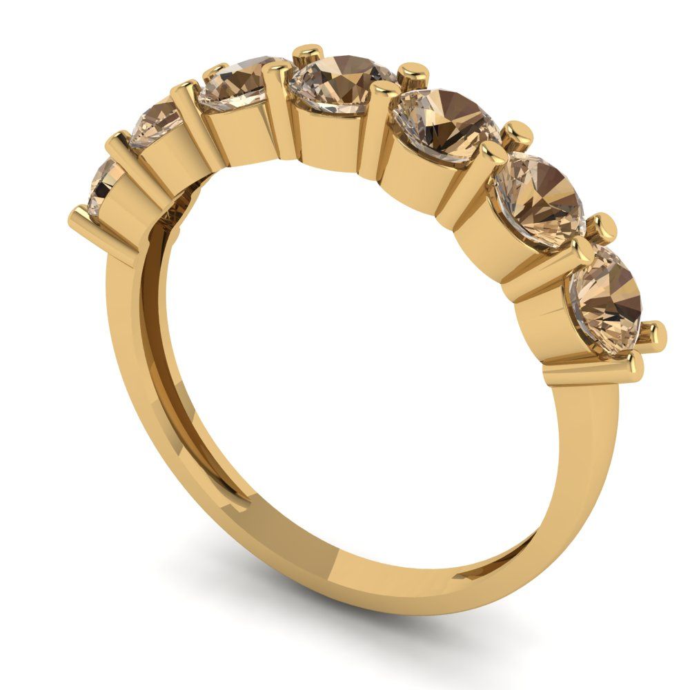 1.19 cttw Simulated Champagne Diamond Round Cut Yellow Gold Eternity Wedding Band