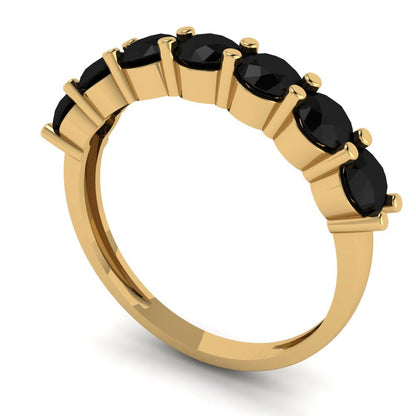 1.19 cttw Natural Onyx Round Cut Yellow Gold Eternity Wedding Band
