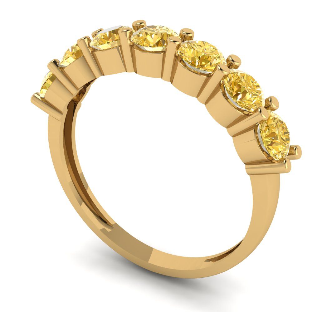 1.19 cttw Simulated Yellow Diamond Round Cut Yellow Gold Eternity Wedding Band