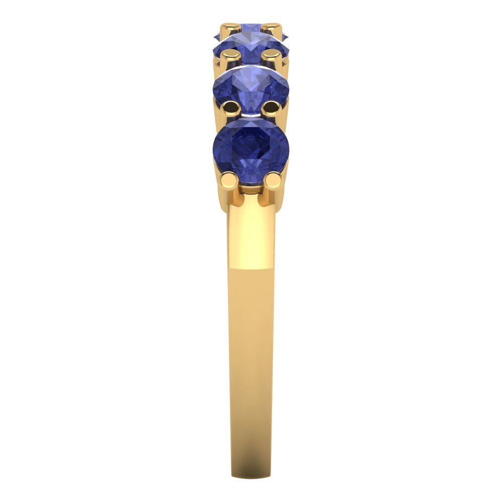 1.19 cttw Simulated Tanzanite Round Cut Yellow Gold Eternity Wedding Band