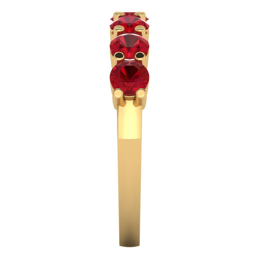 1.19 cttw Simulated Ruby Round Cut Yellow Gold Eternity Wedding Band