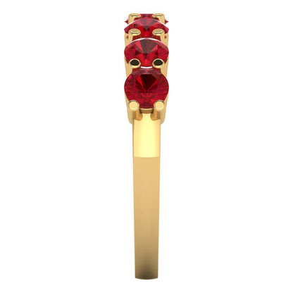 1.19 cttw Simulated Ruby Round Cut Yellow Gold Eternity Wedding Band